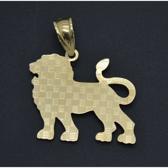 COPY - Real 10K Yellow White Two-Tone Gold Walking Lion Body Diamond Cut Pendan… - Picture 3 of 8
